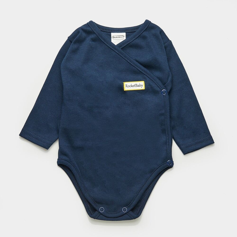ROCKETBABY Bodysuit Kimono Long Sleeve Navy